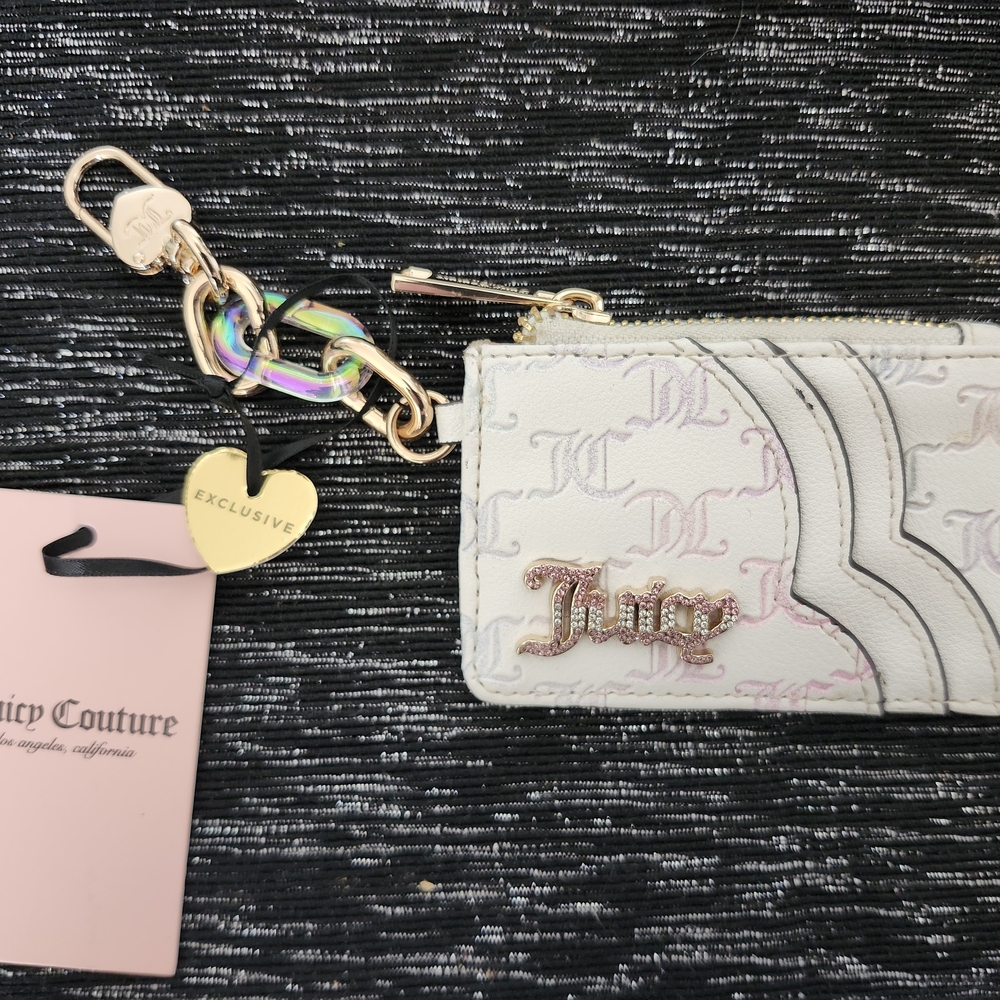 Juicy Couture White and Gold Keychain Wallet